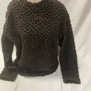 Private Circle Crewneck Pebbles Chocolate Saphire with Blue Sparkle Top. Size L